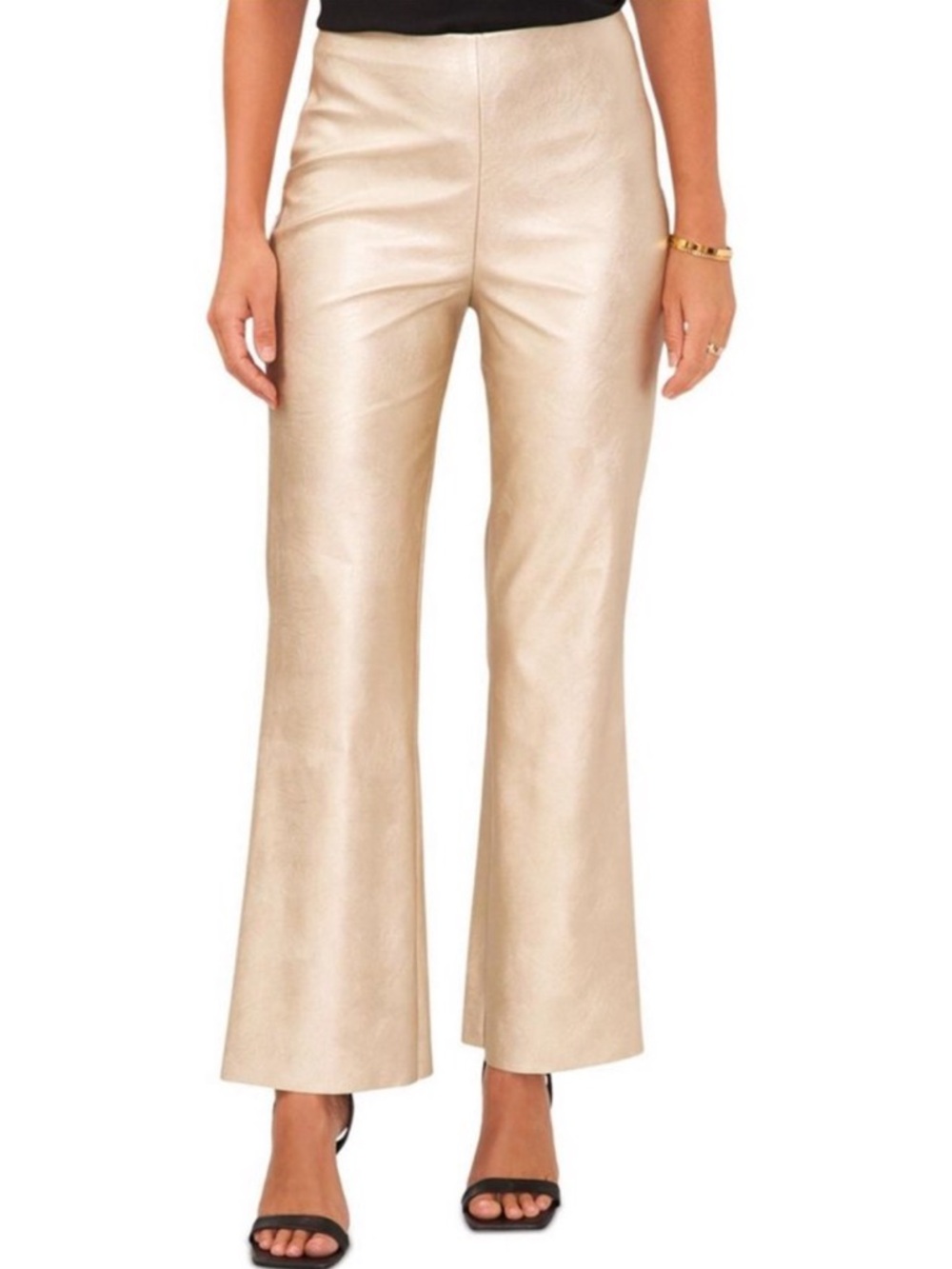 Vince Camuto Vegan Leather Gold Pants - Size 0